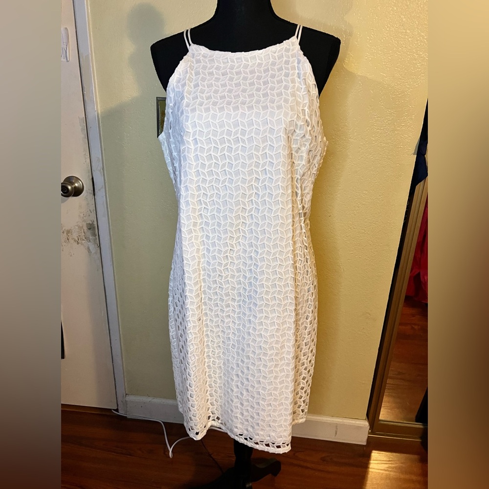 White House Black Market Textured White Dress